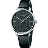 Calvin Klein Even Black Dial Black Leather Strap Watch for Women - K7B211C1