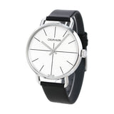 Calvin Klein Even Silver Dial Black Leather Strap Watch for Men - K7B211CY