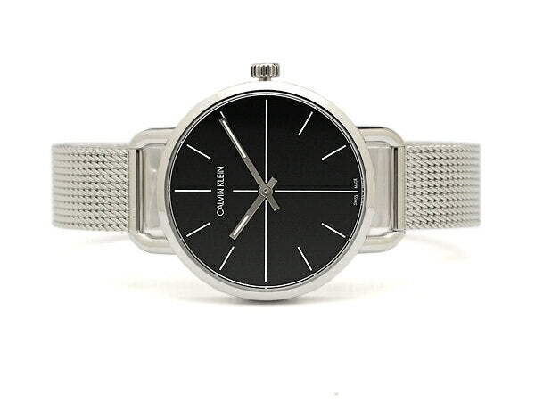 Calvin Klein Even Black Dial Silver Mesh Bracelet Watch for Women - K7B23121