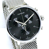 Calvin Klein High Noon Chronograph Black Dial Silver Mesh Bracelet Watch for Men - K8M27121