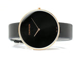 Calvin Klein Full Moon Black Dial Black Leather Strap Watch for Women - K8Y236C1