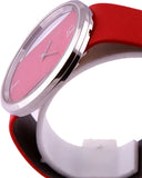 Calvin Klein Glam Transparent Dial Red Leather Strap Watch for Women - K9423144