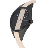 Calvin Klein Rebel Cream Black Dial Cream Leather Strap Watch for Women - K8P237X1