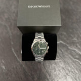 Emporio Armani Paolo Chronograph Green Dial Silver Steel Strap Watch For Men - AR11529