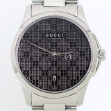 Gucci G Timeless Black Dial Silver Steel Strap Watch For Men - YA126460