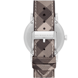 Burberry The City Beige Dial Chequered Brown Leather Strap Watch for Women - BU9029