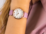 Emporio Armani Kappa Mother Of Pearl White Dial Pink Leather Strap Watch For Women - AR11130