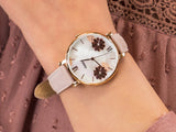 Fossil Jacqueline Three Hand Mother of Pearl Dial Pink Leather Strap Watch for Women - ES4671