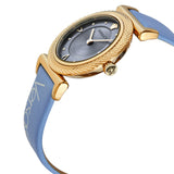 Versace V-Motif Grey Dial Blue Leather Strap Watch for Women - VERE00318