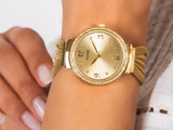 Guess Chiffon Gold Dial Gold Mesh Bracelet Watch For Women - W1083L2