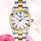 Tissot T Wave Lady White Mother of Pearl Dial Two Tone Steel Strap Watch For Women - T112. 210. 22. 113. 00