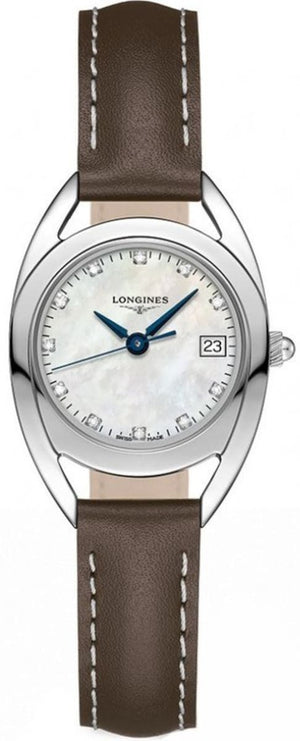 Longines Equestrian Mother of Pearl Dial Brown Leather Strap Watch for Women - L6.136.4.87.2