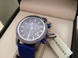 Burberry Sports Chronograph Black Dial Blue Rubber Strap Watch for Men - BU7714