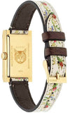 Gucci G-Frame Floral Mother of Pearl Dial White Leather Strap Watch For Women - YA147407