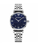 Emporio Armani Gianni T Bar Dark Blue Dial Silver Stainless Steel Watch For Women - AR11091