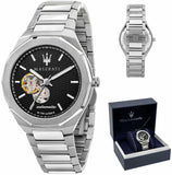 Maserati Stile Automatic Black Dial Silver Steel Strap Watch For Men - R8823142002