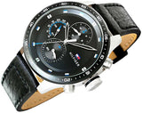 Tommy Hilfiger Trent Chronograph Quartz Black Dial Black Leather Strap Watch For Men - 1791810