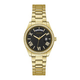 Guess Luna Diamonds Black Dial Gold Steel Strap Watch for Women - GW0307L2