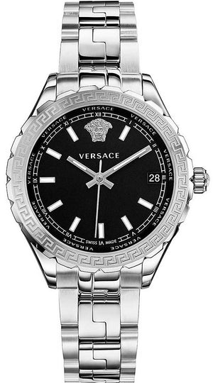 Versace Hellenyium Black Dial Silver Steel Strap Watch for Women - V12020015