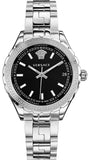 Versace Hellenyium Black Dial Silver Steel Strap Watch for Women - V12020015