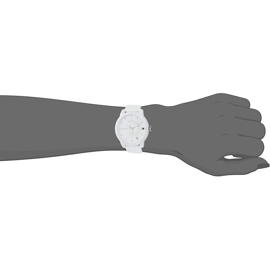 Tommy Hilfiger Denim Analog White Dial White Rubber Strap Watch for Men - 1791481
