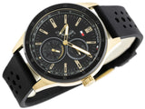 Tommy Hilfiger Austin Black Dial Black Rubber Strap Watch for Men - 1791636