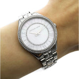 Michael Kors Lauryn Mother of Pearl Dial Silver Steel Strap Watch for Women - MK3900