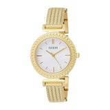 Guess Quartz White Dial Gold Steel Strap Watch For Women - W1152L2