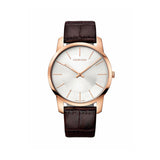 Calvin Klein City White Dial Brown Leather Strap Watch for Men - K2G21629