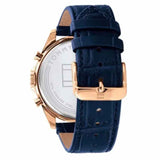 Tommy Hilfiger Baker Chronograph Quartz Blue Dial Blue Leather Strap Watch For Men - 1710451