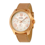 Fossil Cecile White Dial Beige Leather Strap Watch for Women - AM4532