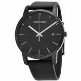 Calvin Klein City Quartz Black Dial Black Leather Strap Watch for Men - K2G2G4C1