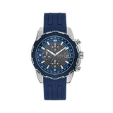 Guess Octane Chronograph Black Dial Blue Rubber Strap Watch For Men - W1047G2