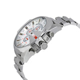 Diesel Mega Chief Chronograph White Dial Silver Steel Strap Watch For Men - DZ4328