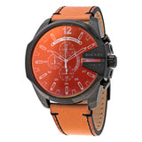 Diesel Mega Chief Chronograph Copper Dial Brown Leather Strap Watch For Men - DZ4476