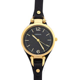 Fossil Georgia Black Dial Black Leather Strap Watch for Women - ES3148