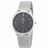 Calvin Klein Minimal Grey Dial Silver Mesh Bracelet Watch for Men - K3M21124