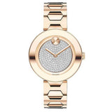 Movado Bold Crystal Pave Rose Gold Dial Rose Gold Steel Strap Watch For Women - 3600493