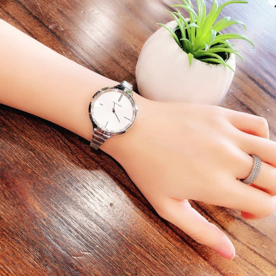 Calvin Klein Lively Silver Dial Silver Steel Strap Watch for Women - K4U23126