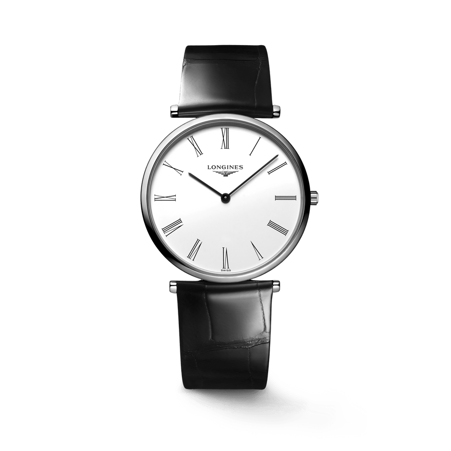 Longines La Grande Classique De Longines White Dial Black Leather Strap Watch for Women - L4.755.4.11.2