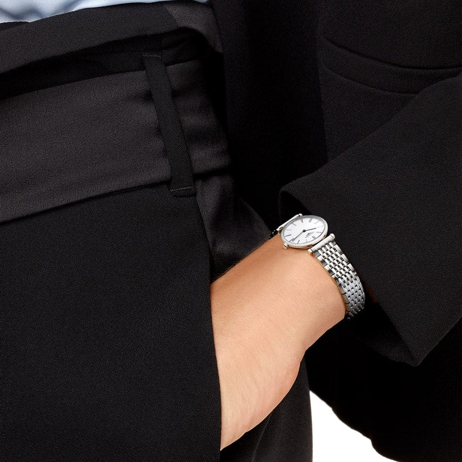 Longines La Grande Classique Diamonds White Dial Silver Steel Strap Watch for Women - L4.209.4.87.6