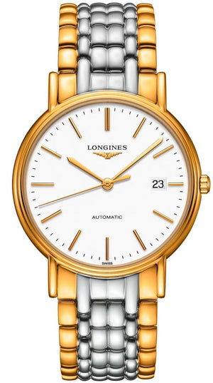 Longines Presence 38.5mm Automatic White Dial Two Tone Steel Strap Watch for Men - L4.921.2.12.7