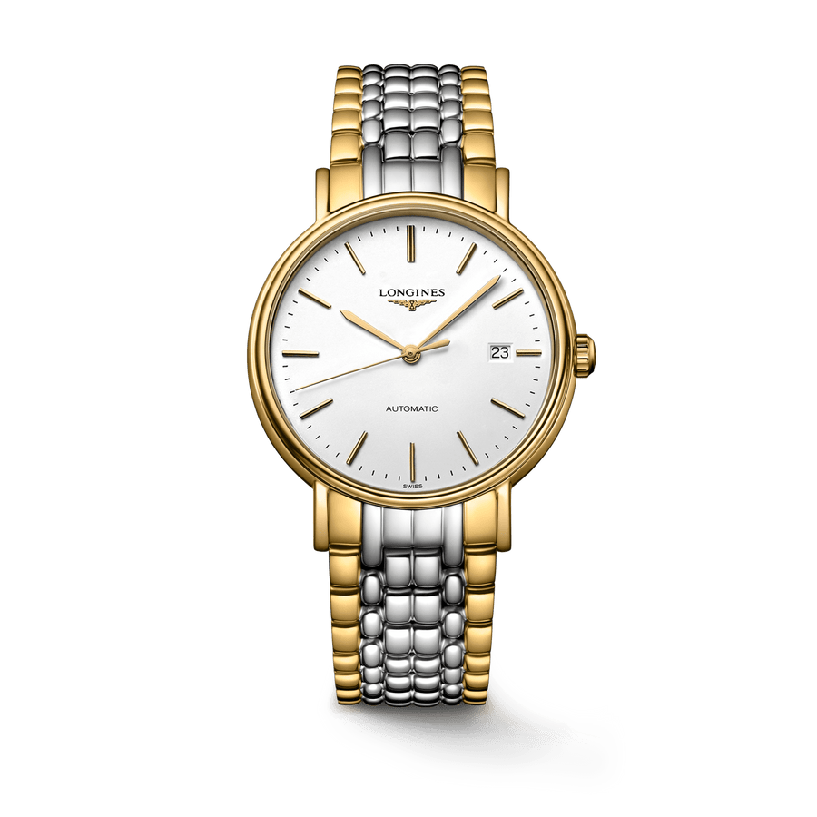Longines Presence 38.5mm Automatic White Dial Two Tone Steel Strap Watch for Men - L4.921.2.12.7
