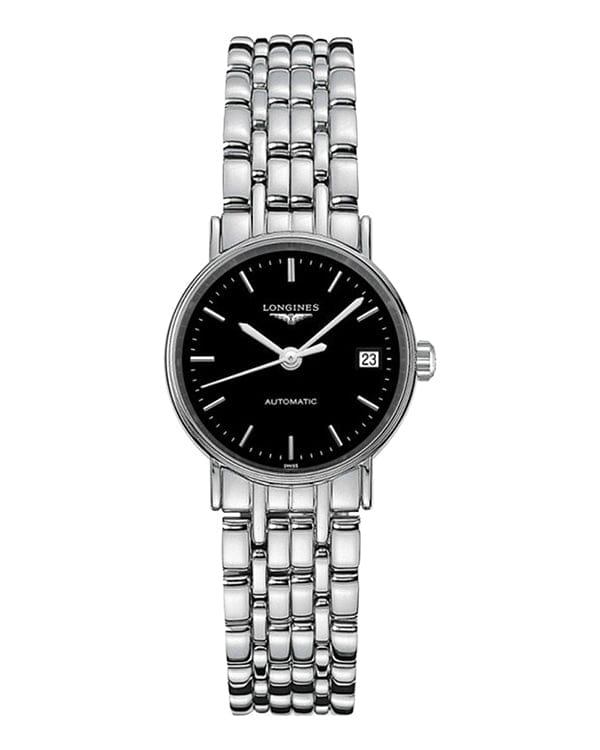 Longines Presence 25.5mm Automatic Black Dial Silver Steel Strap Watch for Women - L4.321.4.52.6