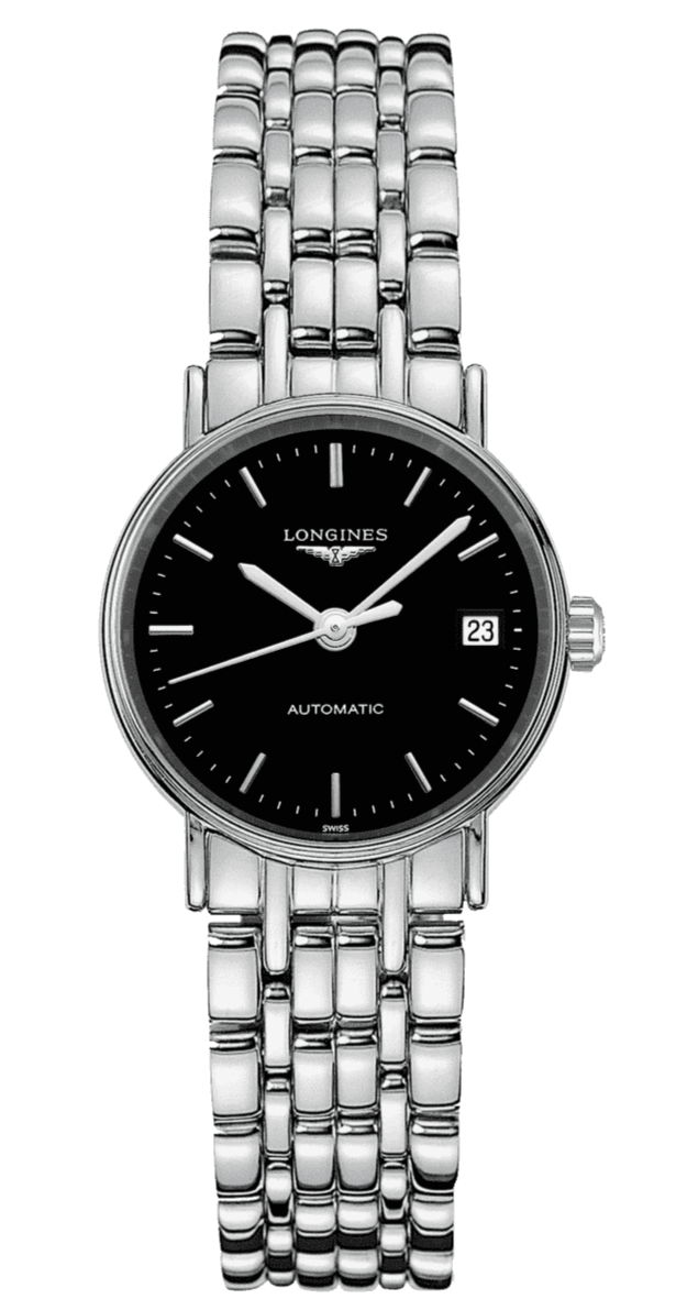 Longines Presence 25.5mm Automatic Black Dial Silver Steel Strap Watch for Women - L4.321.4.52.6