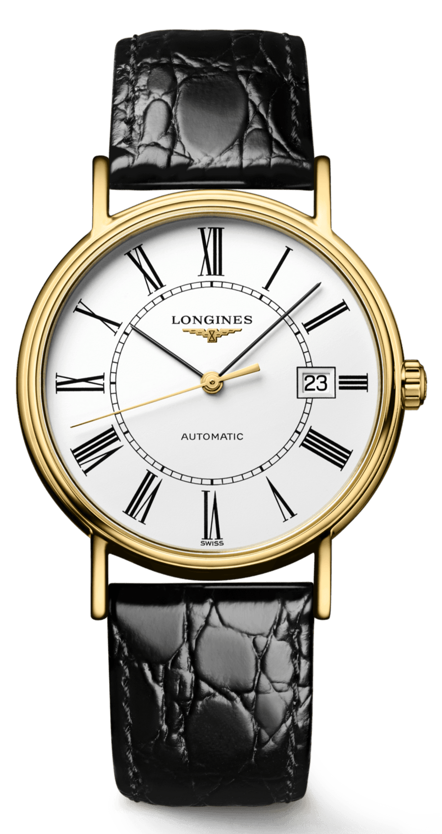 Longines Presence 25.5mm Automatic White Dial Black Leather Strap Watch for Women - L4.921.2.11.2