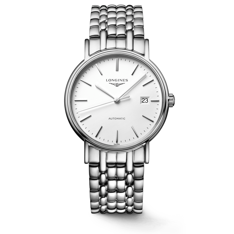Longines Presence Automatic White Dial Silver Steel Strap Watch for Men - L4.921.4.12.6