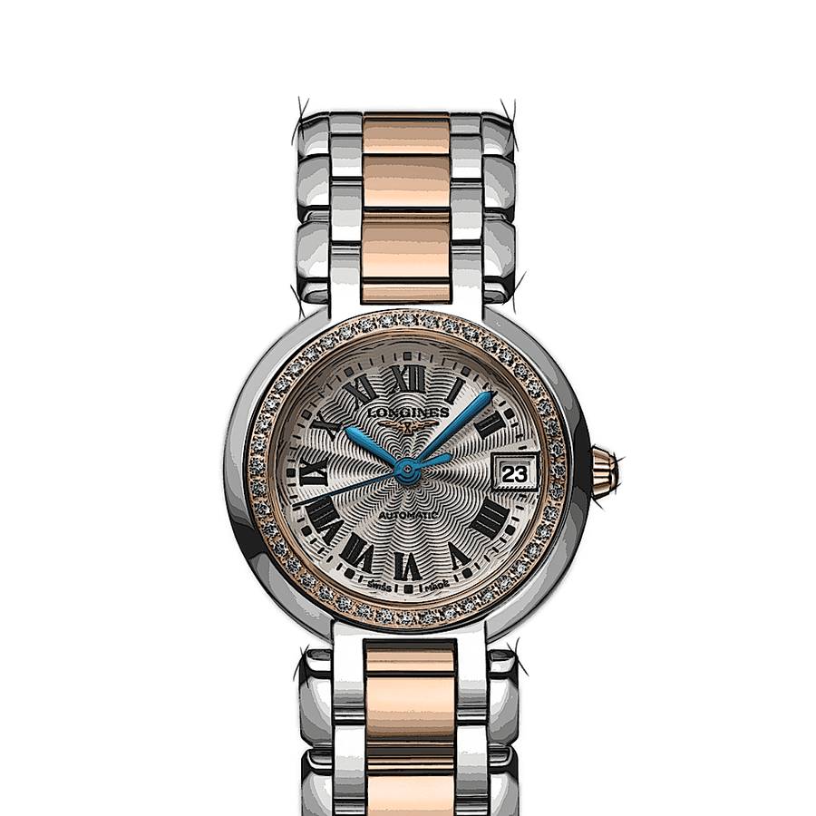 Longines PrimaLuna Automatic Diamond 26.5mm Silver Dial Two Tone Steel Strap Watch for Women - L8.111.5.79.6