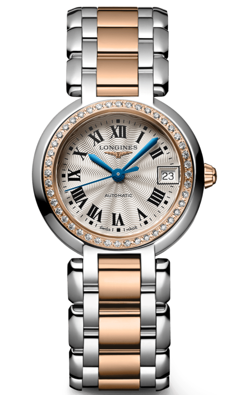 Longines PrimaLuna Automatic Diamond 26.5mm Silver Dial Two Tone Steel Strap Watch for Women - L8.111.5.79.6