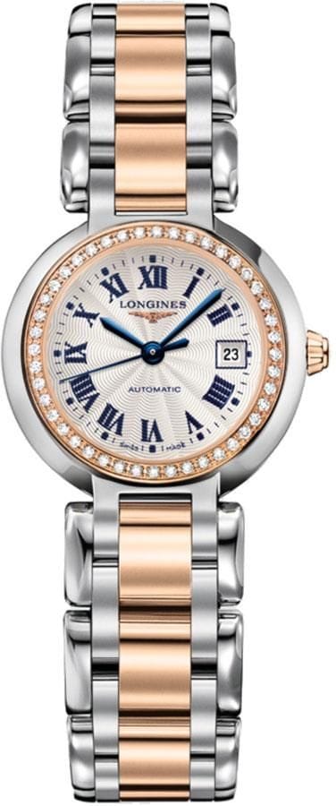 Longines PrimaLuna Automatic Diamond 26.5mm Silver Dial Two Tone Steel Strap Watch for Women - L8.111.5.79.6